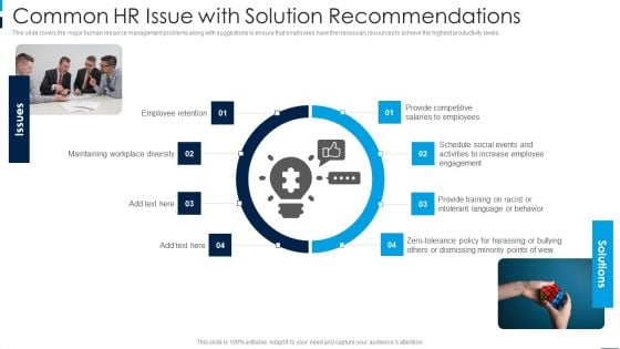 Common HR Issue With Solution Recommendations Template PDF