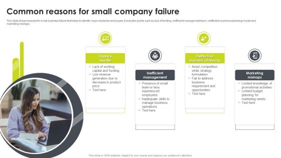 Common Reasons For Small Company Failure Infographics PDF