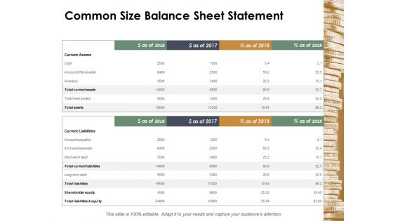 Common Size Balance Sheet Statement Ppt Powerpoint Presentation Ideas Background Image