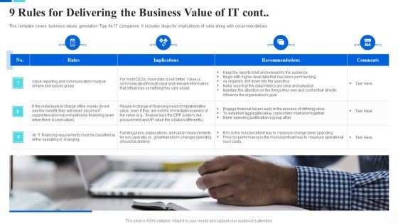 Communicate Company Value To Your Stakeholders 9 Rules For Delivering The Business Infographics PDF