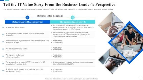 Communicate Company Value To Your Stakeholders Tell The IT Value Story Designs PDF