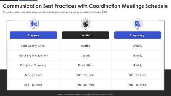 Communication Best Practices With Coordination Meetings Schedule Introduction PDF