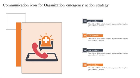 Communication Icon For Organization Emergency Action Strategy Summary PDF