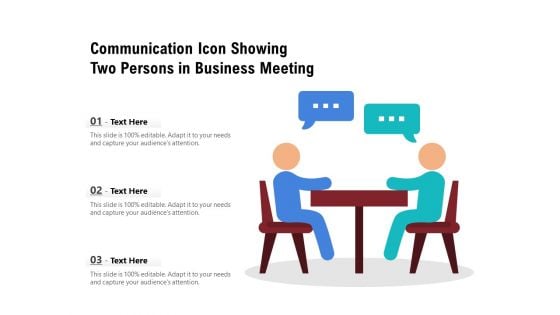 Communication Icon Showing Two Persons In Business Meeting Ppt PowerPoint Presentation Gallery Skills PDF