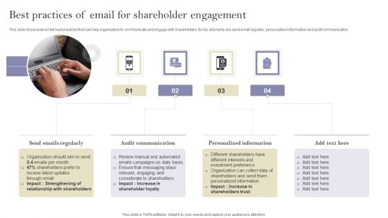 Communication Means And Techniques Best Practices Of Email For Shareholder Engagement Introduction PDF