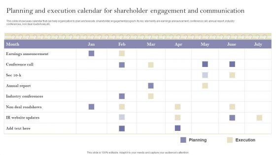 Communication Means And Techniques Planning And Execution Calendar For Shareholder Rules PDF Communication Means And Techniques Planning And Execution Calendar For Shareholder Rules PDF