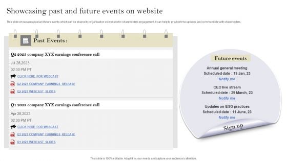 Communication Means And Techniques Showcasing Past And Future Events On Website Guidelines PDF