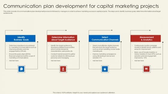 Communication Plan Development For Capital Marketing Projects Template PDF