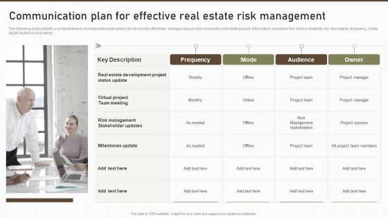 Communication Plan For Effective Real Estate Risk Management Brochure PDF Communication Plan For Effective Real Estate Risk Management Brochure PDF