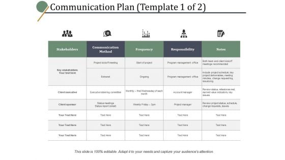 Communication Plan Frequency Ppt PowerPoint Presentation Infographic Template Structure