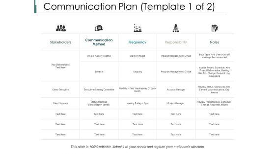 Communication Plan Frequency Ppt PowerPoint Presentation Styles Topics