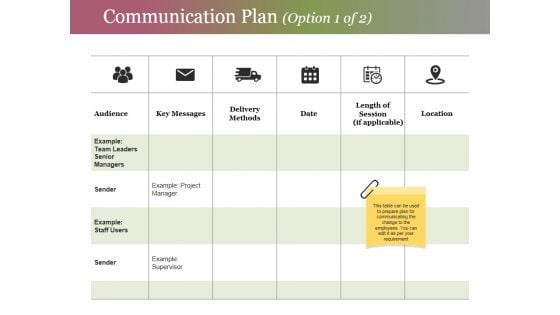 Communication Plan Template 1 Ppt PowerPoint Presentation Portfolio Templates