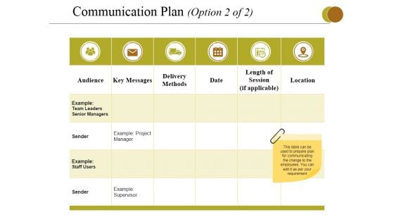 Communication Plan Template 2 Ppt PowerPoint Presentation Styles Picture