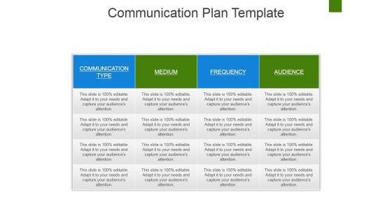 Communication Plan Template Ppt PowerPoint Presentation Portfolio Brochure