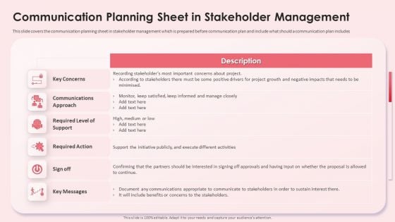 Communication Planning Sheet In Stakeholder Management Demonstration PDF Communication Planning Sheet In Stakeholder Management Demonstration PDF