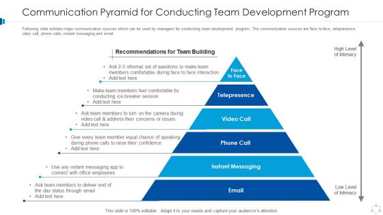 Communication Pyramid For Conducting Team Development Program Graphics PDF