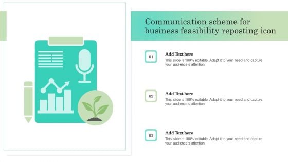 Communication Scheme For Business Feasibility Reposting Icon Portrait PDF