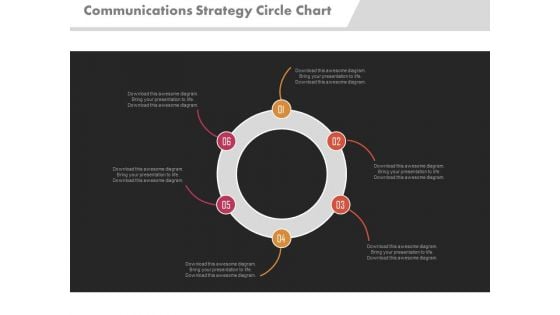 Communications Strategy Circle Chart Ppt Slides