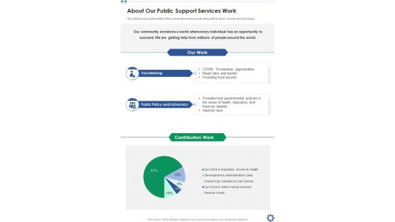 Community Support Services About Our Public One Pager Sample Example Document