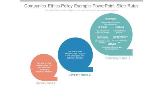 Companies Ethics Policy Example Powerpoint Slide Rules