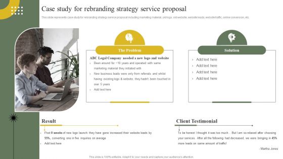 Company Advertising Solutions Case Study For Rebranding Strategy Service Proposal Mockup PDF