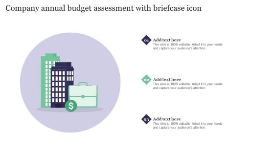 Company Annual Budget Assessment With Briefcase Icon Inspiration PDF