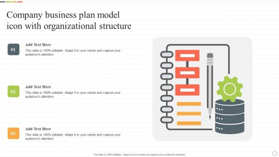 Company Business Plan Model Icon With Organizational Structure Clipart PDF