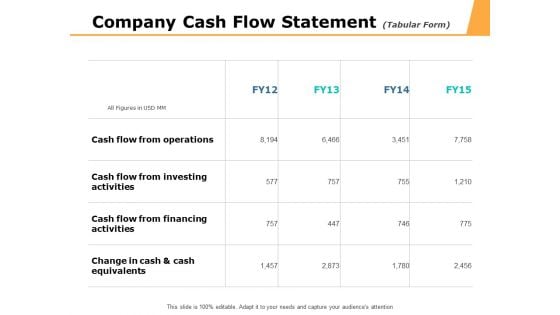 Company Cash Flow Statement Ppt PowerPoint Presentation Icon Structure