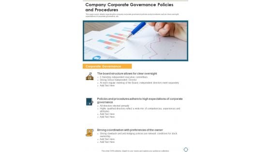 Company Corporate Governance Policies And Procedures One Pager Documents