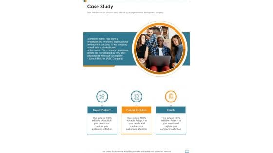 Company Development Proposal Case Study One Pager Sample Example Document Company Development Proposal Case Study One Pager Sample Example Document