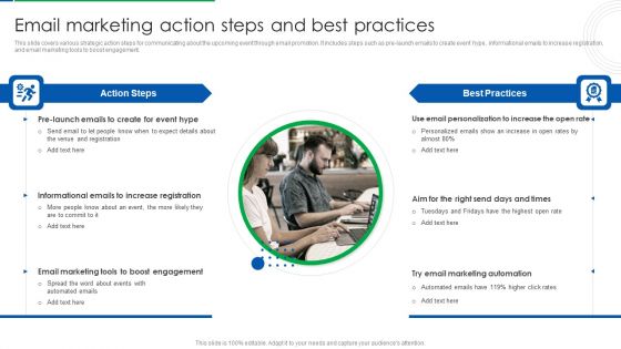 Company Event Communication Email Marketing Action Steps And Best Practices Formats PDF