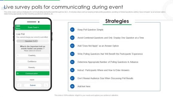 Company Event Communication Live Survey Polls For Communicating During Event Elements PDF