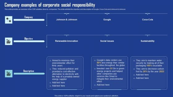 Company Examples Of Corporate Social Responsibility Brochure PDF