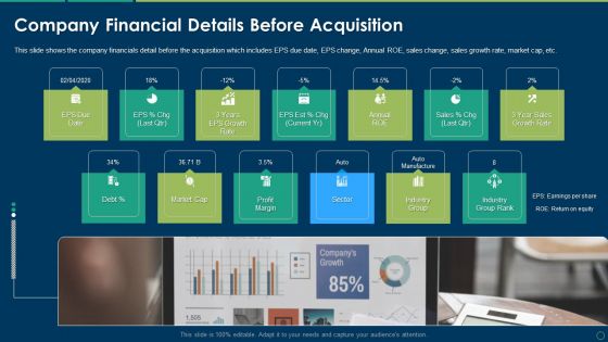 Company Financial Details Before Acquisition Ppt Styles Icons PDF