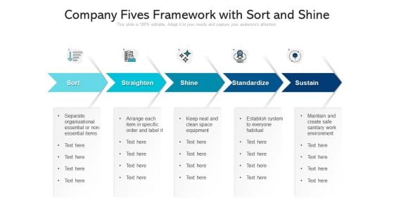 Company Fives Framework With Sort And Shine Ppt Professional Graphics Pictures PDF