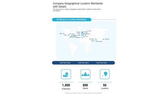 Company Geographical Location Worldwide With Details One Pager Documents