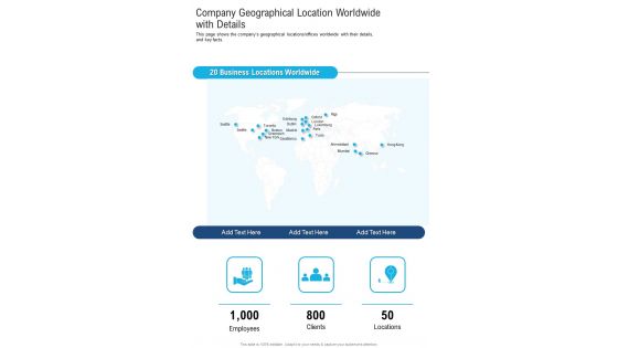 Company Geographical Location Worldwide With Details One Pager Documents Company Geographical Location Worldwide With Details One Pager Documents