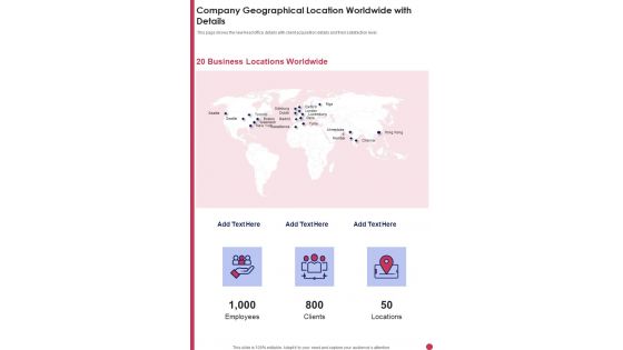 Company Geographical Location Worldwide With Details Template 271 One Pager Documents