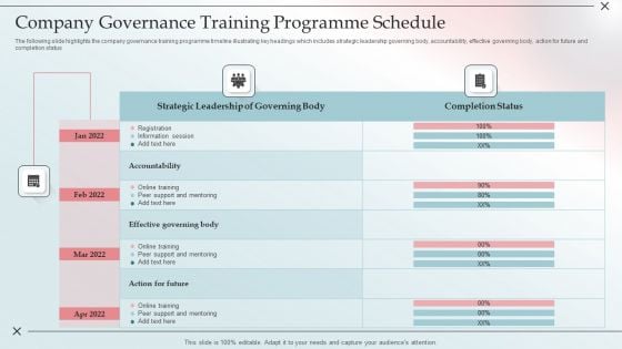 Company Governance Training Programme Schedule Background PDF