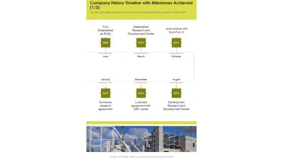 Company History Timeline With Milestones Achieved Template 35 One Pager Documents Company History Timeline With Milestones Achieved Template 35 One Pager Documents