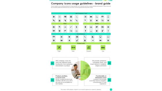 Company Icons Usage Guidelines Brand Guide One Pager Sample Example Document