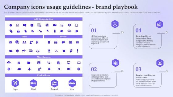 Company Icons Usage Guidelines Brand Playbook Designs PDF