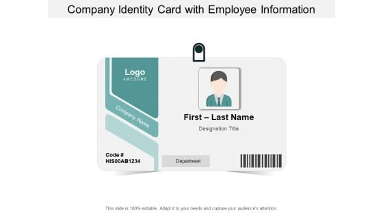 Company Identity Card With Employee Information Ppt PowerPoint Presentation File Example File