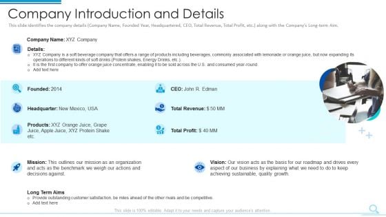Company Introduction And Details Elements PDF