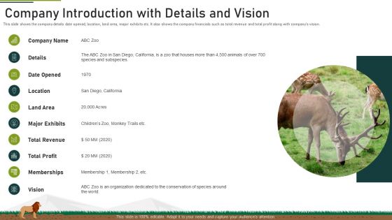 Company Introduction With Details And Vision Ppt Icon Design Ideas PDF