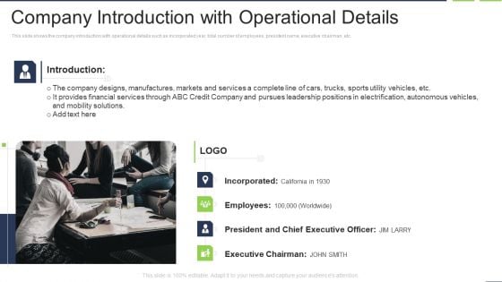 Company Introduction With Operational Details Inspiration PDF