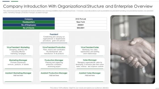 Company Introduction With Organizational Structure And Enterprise Overview Graphics PDF