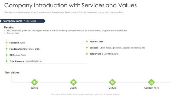 Company Introduction With Services And Values Formats PDF Company Introduction With Services And Values Formats PDF