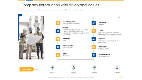 Company Introduction With Vision And Values Ppt Styles Gallery PDF Company Introduction With Vision And Values Ppt Styles Gallery PDF