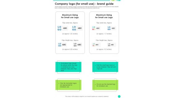 Company Logo For Small Use Brand Guide One Pager Sample Example Document